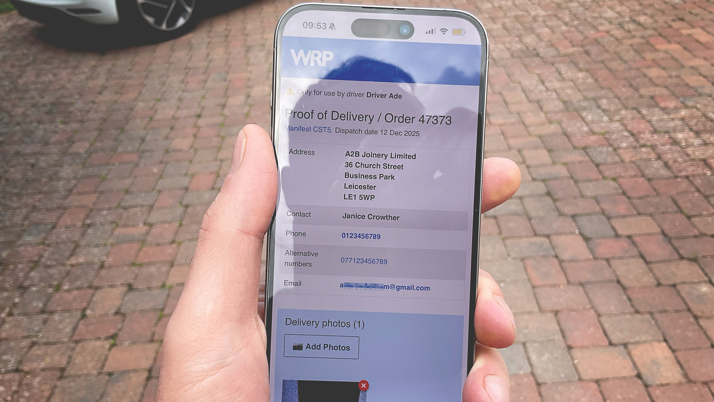 WRP POD app on iPhone